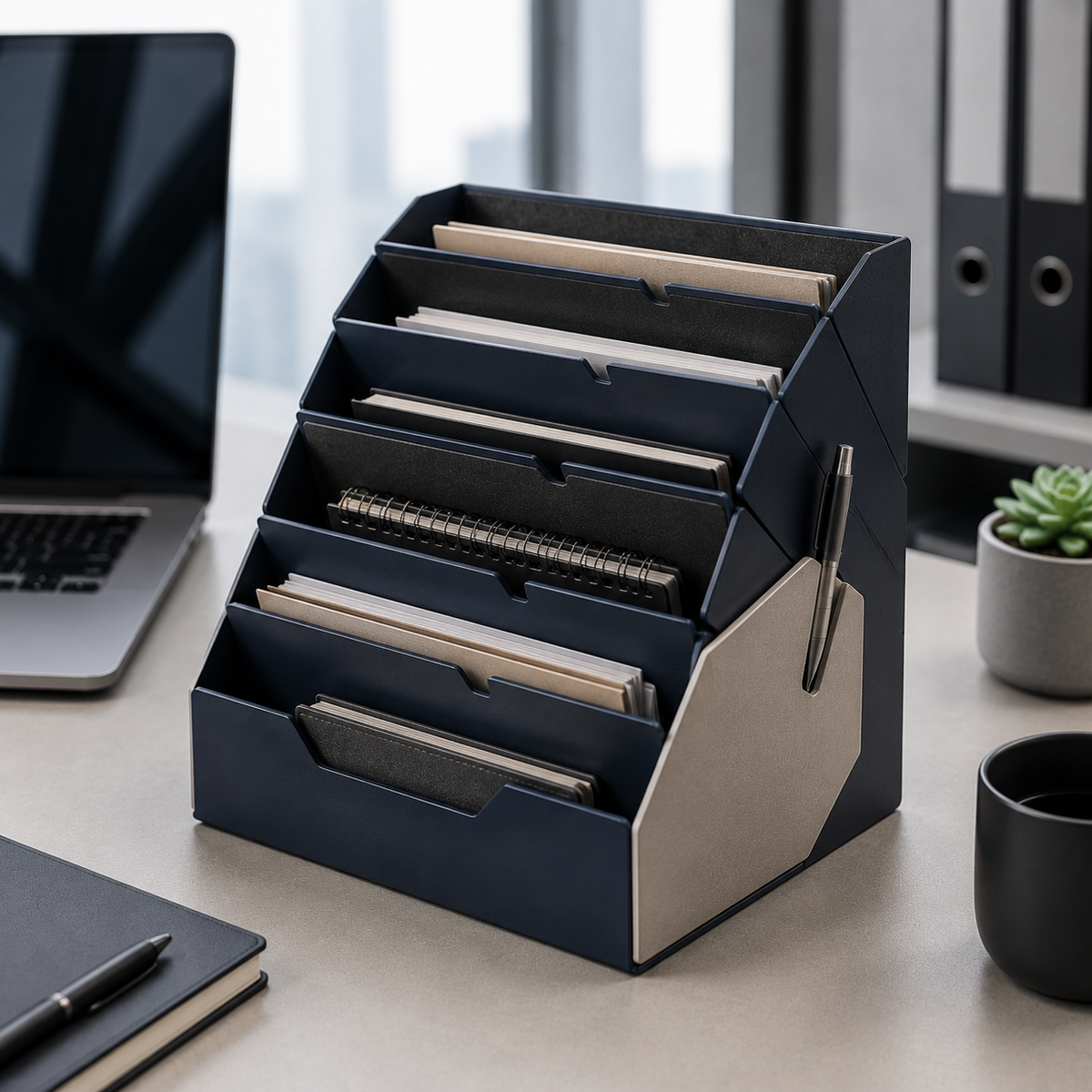Navorli™ Ascend 7-Tier Vertical File & Document Organizer with Side Pen Holder