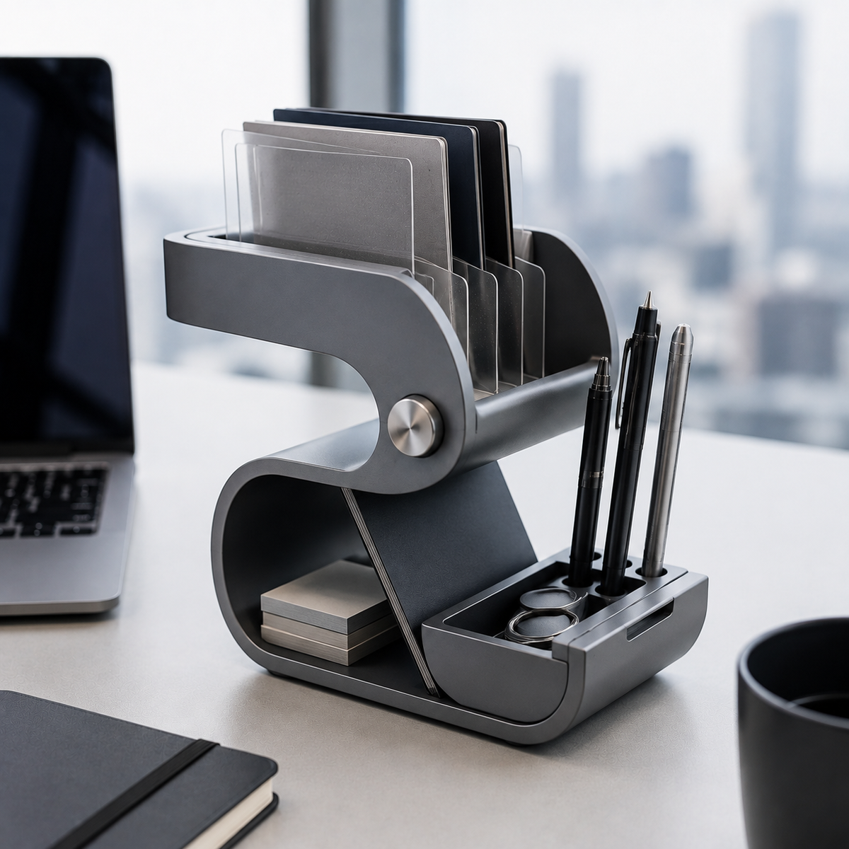 Navorli™ ArcStation Modular Desktop Organizer – Multi-Level File Sorter, Pen Holder & Everyday Workspace Storage Hub
