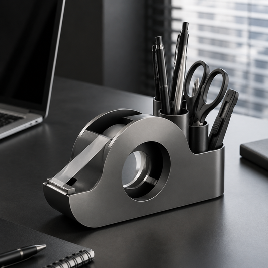 Navorli™ ArcStation Desktop Tape Dispenser & Tool Organizer – All-in-One Office Supply Caddy with Pen, Scissor & Utility Storage