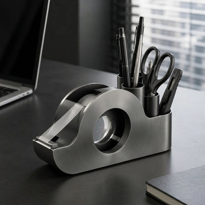 Navorli™ ArcStation Desktop Tape Dispenser & Tool Organizer – All-in-One Office Supply Caddy with Pen, Scissor & Utility Storage