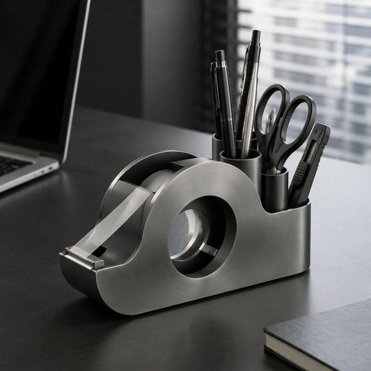 Navorli™ ArcStation Desktop Tape Dispenser & Tool Organizer – All-in-One Office Supply Caddy with Pen, Scissor & Utility Storage