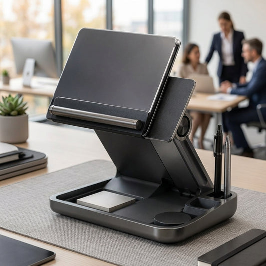 Navorli™ ElevateDock Adjustable Desktop Workstation – Angled Tablet & Document Stand with Integrated Accessory Organizer